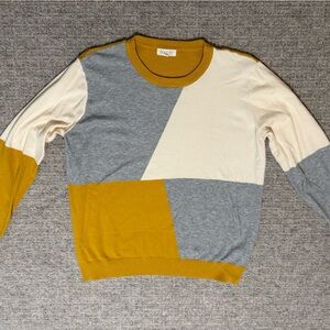 Roolee Crossing Paths Sweater Women's Crewneck Sweater in Mustard, Gray,Cream